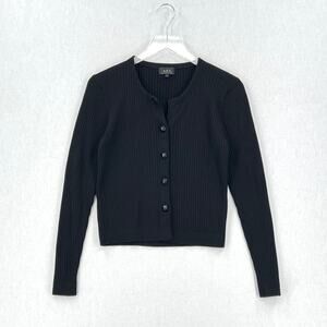 A.P.C. Vintage Wool Cardigan Sweater Womens Small Black Ribbed Cropped Crew Y2K